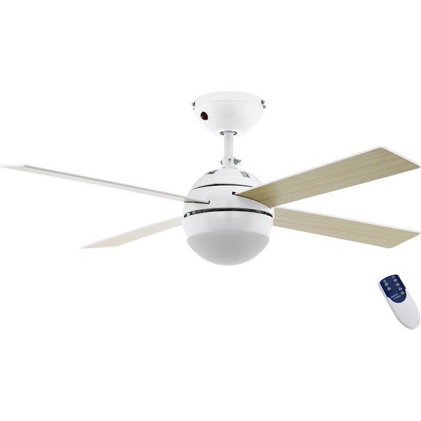 EGLO LED Deckenleuchte LOSCIALE, Fernbedienung, Infrarot inkl., Ventilatorfunktion, LED wechselbar, Warmweiß, Ventilator mit Beleuchtung - E27 - 3 Geschwindigke