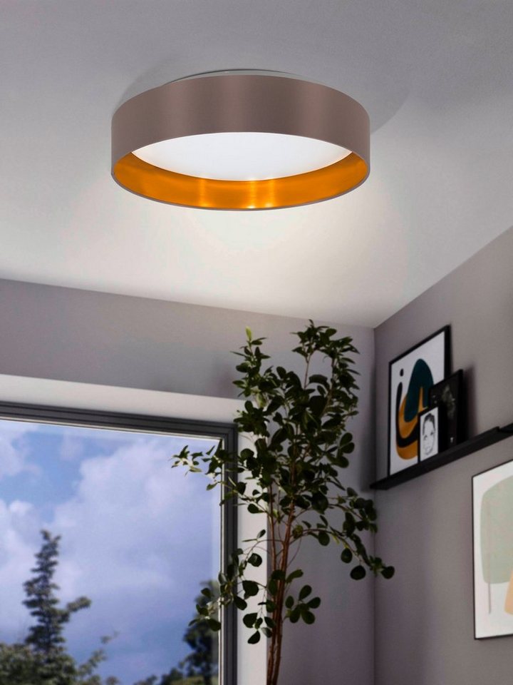 EGLO LED Deckenleuchte Maserlo, LED fest integriert, Warmweiß, Stofflampe Maserlo2 Ø38 x H9 cm, LED-Platine, Textilschirm – Bild 2 von 5