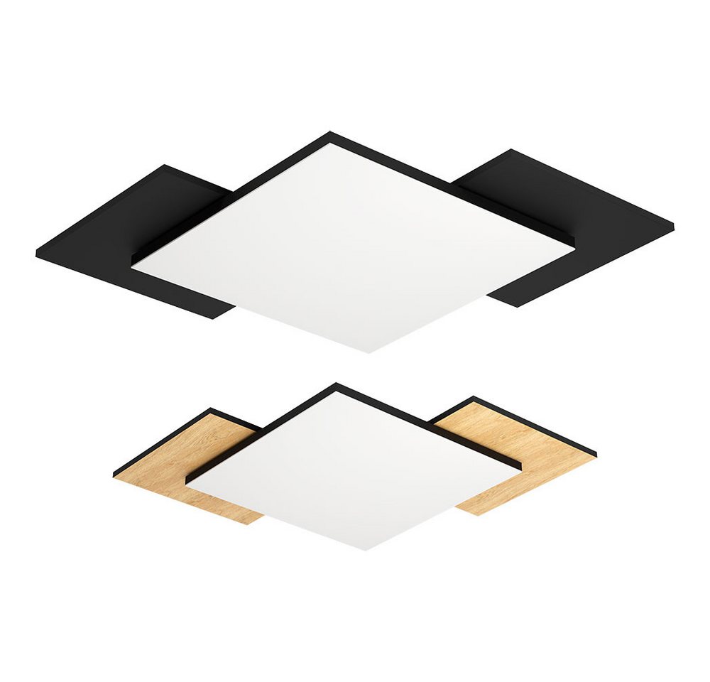 EGLO LED Deckenleuchte, LED-Leuchtmittel fest verbaut, Warmweiß, Deckenlampe Flurleuchte Deckenleuchte LED Holzoptik MDF schwarz – Bild 2 von 5
