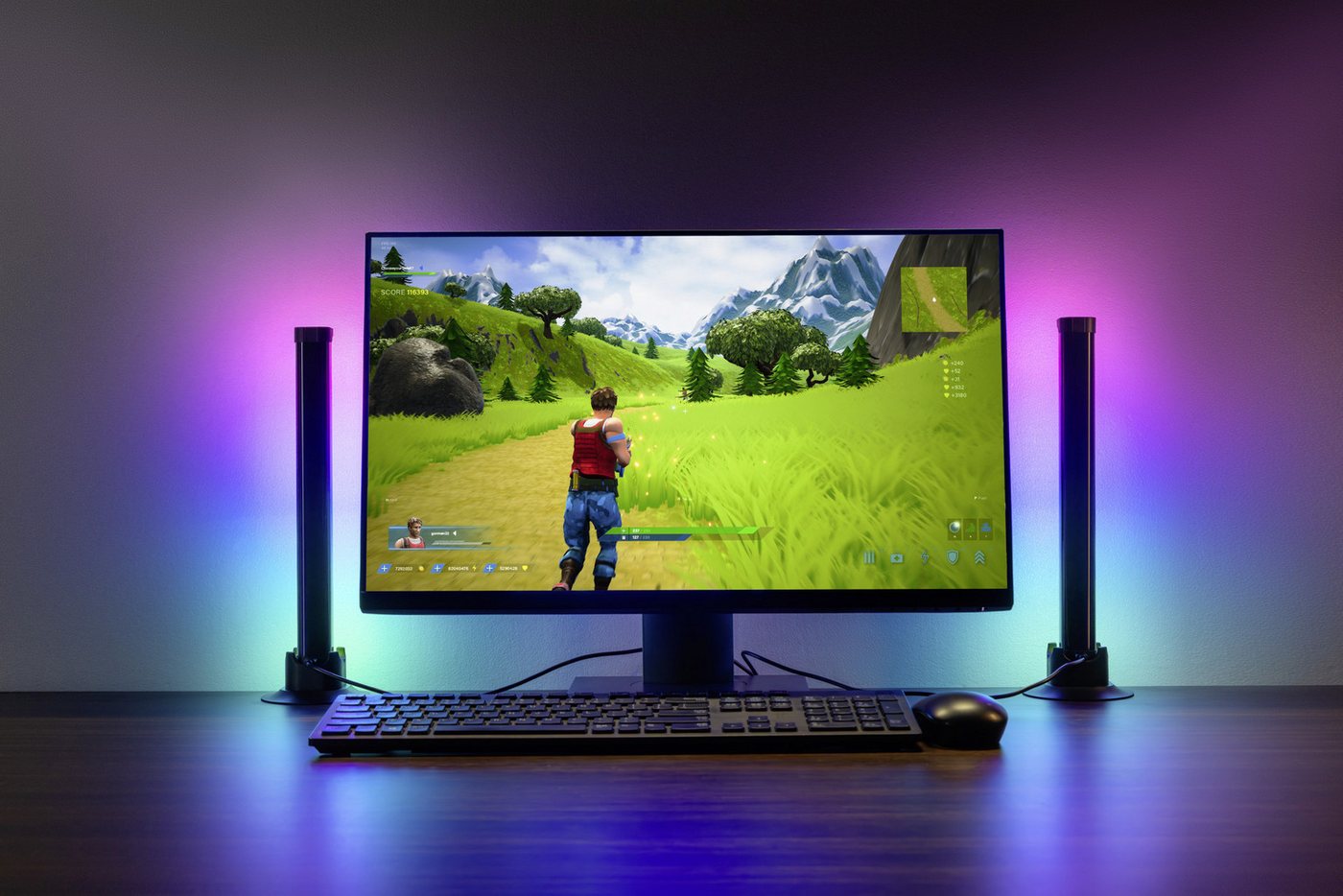 EGLO LED Dekolicht GAMER LIGHT, Tischlampe, musikgesteuert, 2er Set, Gaming Zimmer, Dimmer, Dimmfunktion, Farbsteuerung, Farbwechsel, Fernbedienung, Infrarot in – Bild 2 von 5