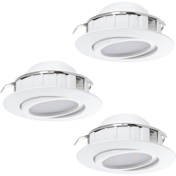 EGLO LED Einbauleuchte Pineda, Leuchtmittel inklusive, Einbauleuchte - Ø8,4 x ET40 cm - weiß - 3X4,9W inkl.