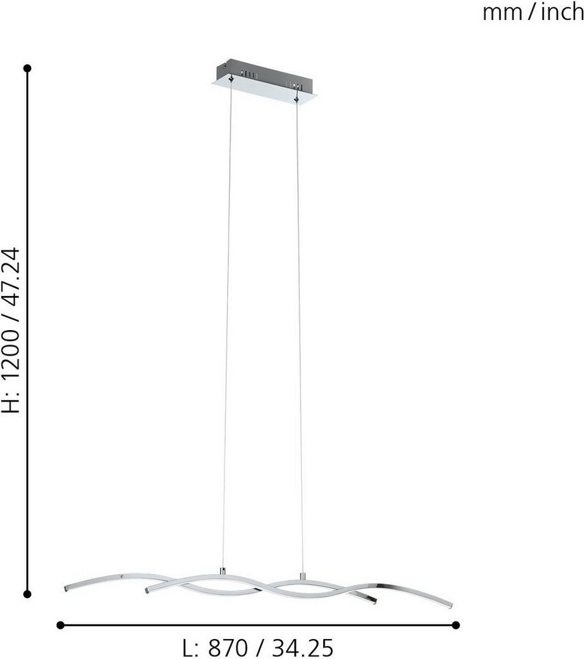 EGLO LED Pendelleuchte LASANA 2, LED fest integriert, Warmweiß, Pendelleuchte, Pendellampe – Bild 5 von 5