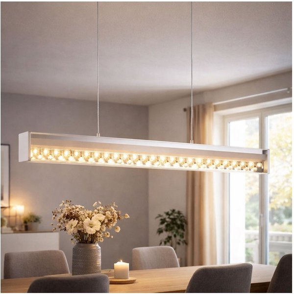 EGLO LED Pendelleuchte, LED-Leuchtmittel fest verbaut, Warmweiß, LED Design Pendel Hänge Leuchte Wohn Zimmer Beleuchtung Glas Kristall