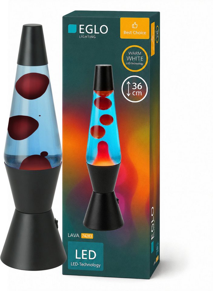 EGLO LED Tischleuchte LAVA, LED fest integriert, LED Lavalampe Lava, Deko Lampe Wassersäule, Retro Lavaleuchte – Bild 4 von 5