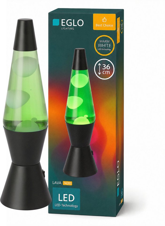 EGLO LED Tischleuchte LAVA, LED fest integriert, LED Lavalampe Lava, Deko Lampe Wassersäule, Retro Lavaleuchte – Bild 4 von 5