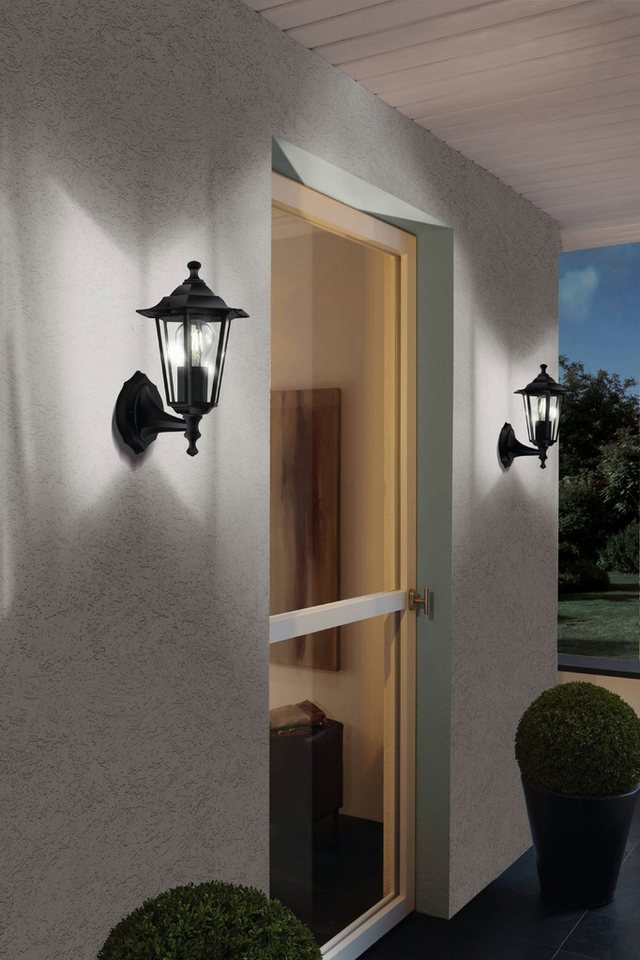 EGLO LED Wandleuchte LATERNA 4 L16,5 x H32 x AL23 cm, spritzwassergeschützte Lampe, ohne Leuchtmittel, Außen-Wandlampe Laterna 4, Lampe, E27, IP44, L16,5 x H32  – Bild 2 von 5
