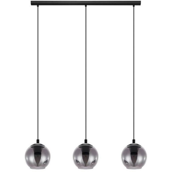 EGLO Pendelleuchte ARISCANI, Dimmfunktion, ohne Leuchtmittel, Lampe für Esstisch, Hängeleuchte, Rauchglas schwarz transparent, E27