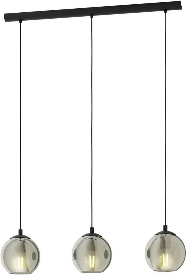 EGLO Pendelleuchte ARISCANI, Dimmfunktion, ohne Leuchtmittel, Lampe für Esstisch, Hängeleuchte, Rauchglas schwarz transparent, E27 – Bild 4 von 5