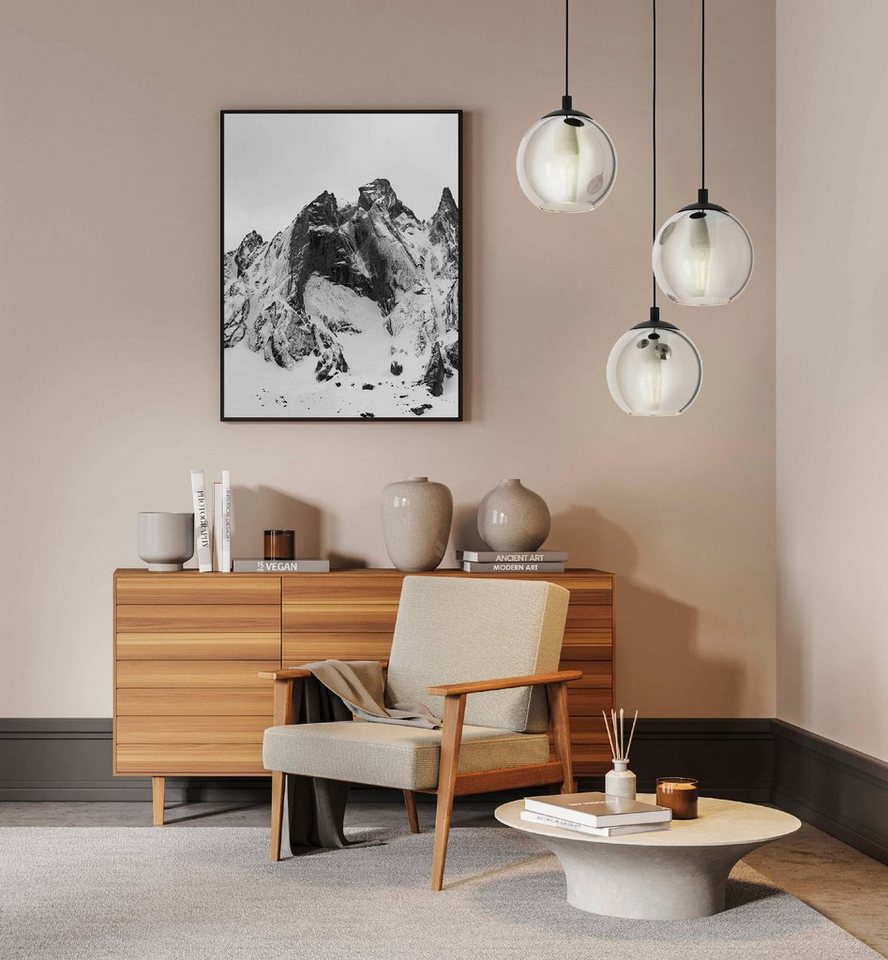 EGLO Pendelleuchte ARISCANI, ohne Leuchtmittel, Lampe für Esstisch, Hängeleuchte, Rauchglas schwarz transparent, E27 – Bild 2 von 5