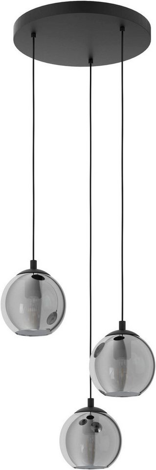 EGLO Pendelleuchte ARISCANI, ohne Leuchtmittel, Lampe für Esstisch, Hängeleuchte, Rauchglas schwarz transparent, E27 – Bild 3 von 5