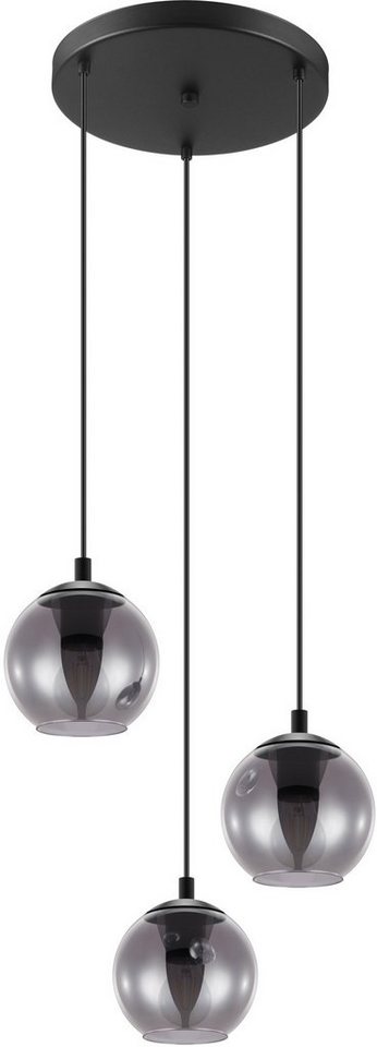 EGLO Pendelleuchte ARISCANI, ohne Leuchtmittel, Lampe für Esstisch, Hängeleuchte, Rauchglas schwarz transparent, E27 – Bild 4 von 5