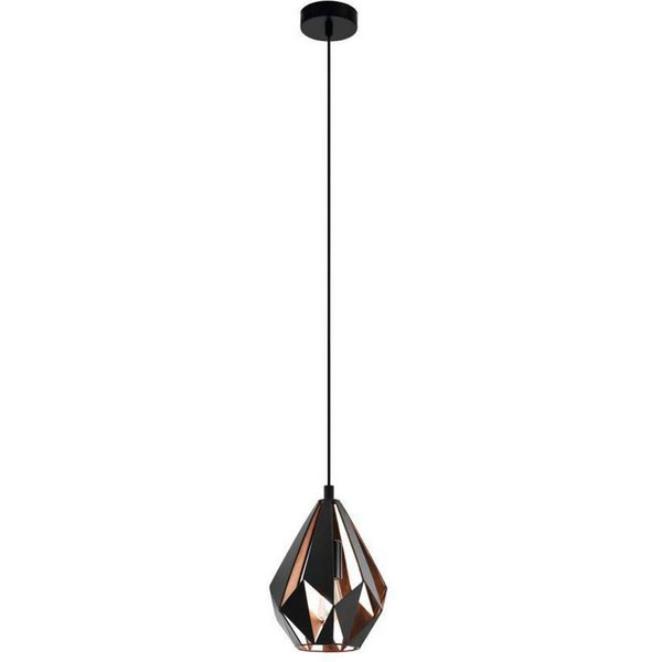 EGLO Pendelleuchte CARLTON 1 Hängeleuchte, schwarz kupfer, Stahl, exkl. Leuchtmittel, ohne Leuchtmittel, Vintage Pendellampe, 1 flammig, Drahtgeflecht, Industri