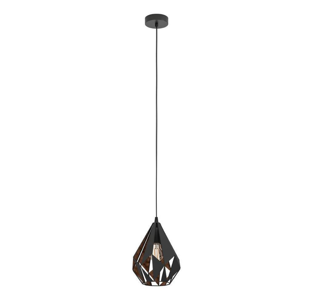 EGLO Pendelleuchte CARLTON 1 Hängeleuchte, schwarz kupfer, Stahl, exkl. Leuchtmittel, ohne Leuchtmittel, Vintage Pendellampe, 1 flammig, Drahtgeflecht, Industri – Bild 3 von 5