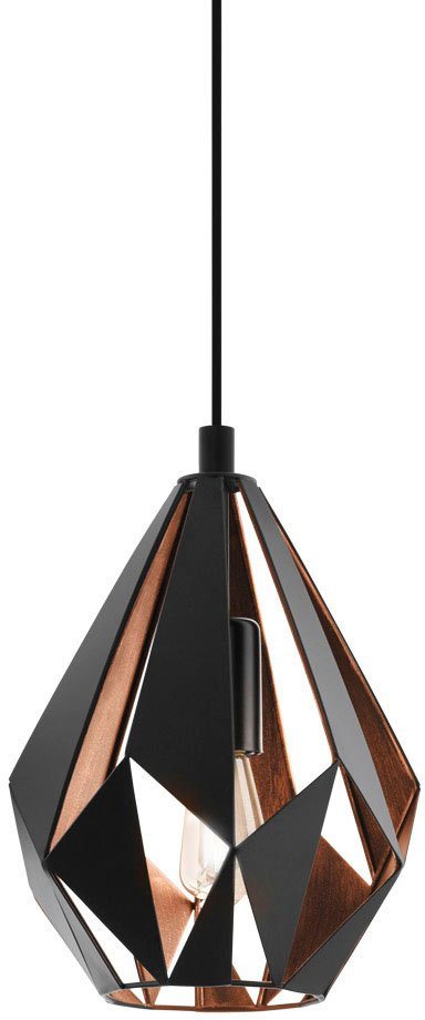 EGLO Pendelleuchte CARLTON 1 Hängeleuchte, schwarz kupfer, Stahl, exkl. Leuchtmittel, ohne Leuchtmittel, Vintage Pendellampe, 1 flammig, Drahtgeflecht, Industri – Bild 4 von 5