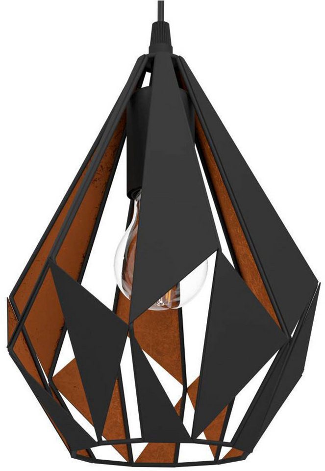 EGLO Pendelleuchte CARLTON 1 Hängeleuchte, schwarz kupfer, Stahl, exkl. Leuchtmittel, ohne Leuchtmittel, Vintage Pendellampe, 1 flammig, Drahtgeflecht, Industri – Bild 5 von 5