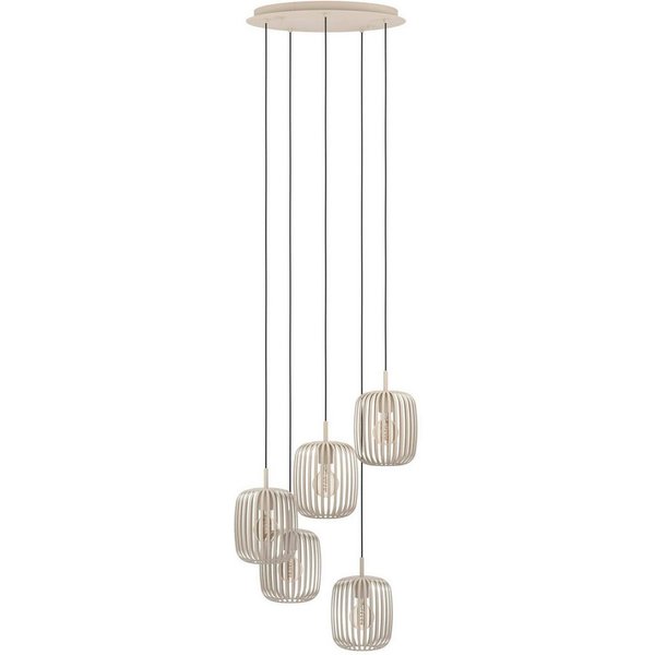 EGLO Pendelleuchte Hängeleuchte ROMAZZINA, exkl. E27, Stahl in sandfarben, Pendellampe, ohne Leuchtmittel, Esszimmerlampe, 200x50cm, 1-flammig, modern, minimali