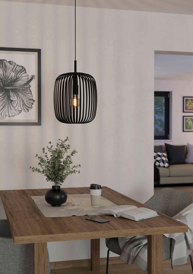 EGLO Pendelleuchte Hängeleuchte ROMAZZINA, exkl. E27, Stahl, Pendellampe, ohne Leuchtmittel, Esszimmerlampe, 110x32,5 cm (HxD), 1-flammig, modern, minimalistisc – Bild 2 von 5