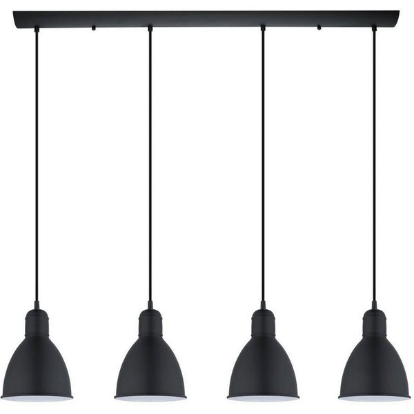 EGLO Pendelleuchte PRIDDY Hängeleuchte, Pendellampe, Stahl, schwarz, E27, Industrial, ohne Leuchtmittel, Wohnzimmerlampe, Esszimmerlampe, 4 flammig, Vintage, 11