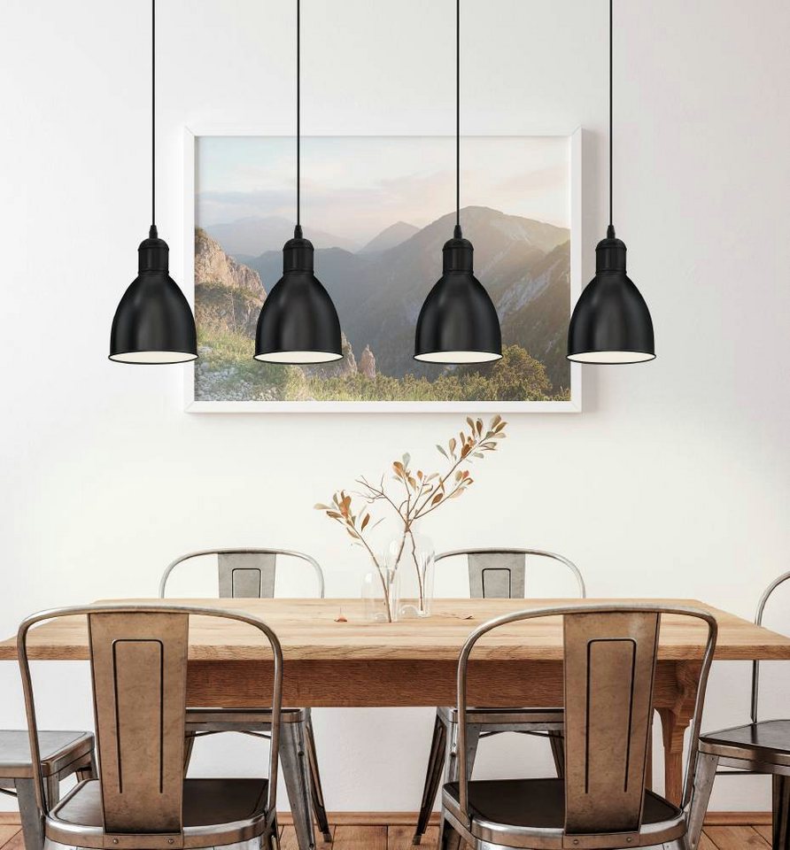 EGLO Pendelleuchte PRIDDY Hängeleuchte, Pendellampe, Stahl, schwarz, E27, Industrial, ohne Leuchtmittel, Wohnzimmerlampe, Esszimmerlampe, 4 flammig, Vintage, 11 – Bild 2 von 5