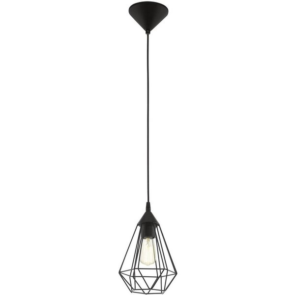 EGLO Pendelleuchte TARBES Hängeleuchte, Pendellampe, Vintage, Retro, Stahl, schwarz E27, ohne Leuchtmittel, Wohnzimmerlampe, Esstischlampe, Drahtgeflecht, 1 fla