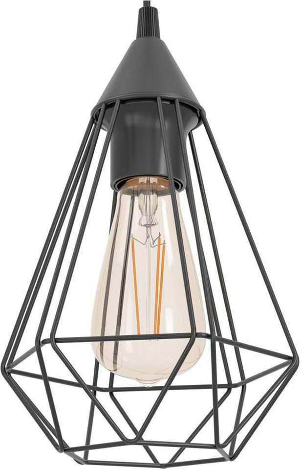 EGLO Pendelleuchte TARBES Hängeleuchte, Pendellampe, Vintage, Retro, Stahl, schwarz E27, ohne Leuchtmittel, Wohnzimmerlampe, Esstischlampe, Drahtgeflecht, 1 fla – Bild 4 von 5