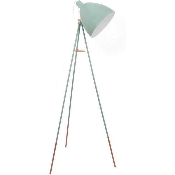 EGLO Stehlampe DUNDEE, ohne Leuchtmittel, Vintage Stehleuchte, Standleuchte Stahl, mintgrün, E27, Zugschalter