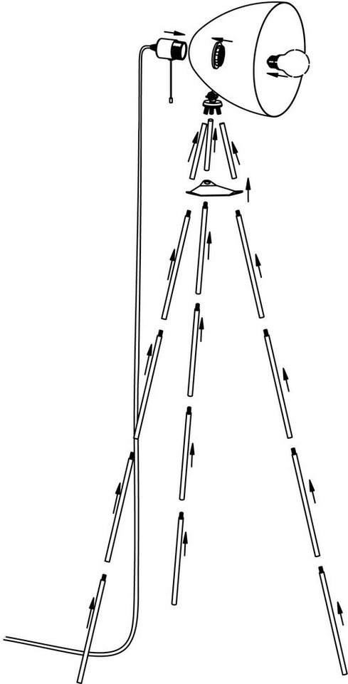 EGLO Stehlampe DUNDEE, ohne Leuchtmittel, Vintage Stehleuchte, Standleuchte Stahl, mintgrün, E27, Zugschalter – Bild 4 von 5