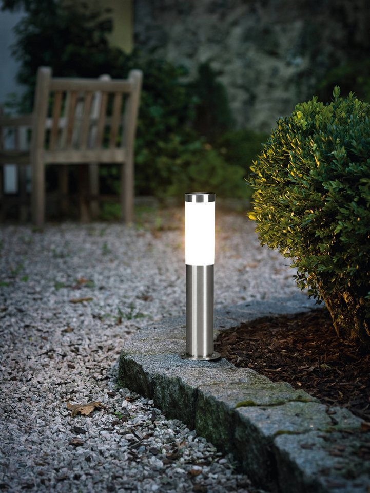 EGLO Stehlampe Helsinki Stehlampe, Außenleuchte, silber, weiß, E27, IP44, Lampe, ohne Leuchtmittel, Stehleuchte - H45 x Ø7,5 cm - edelstahl - 1X12W exkl. – Bild 2 von 5