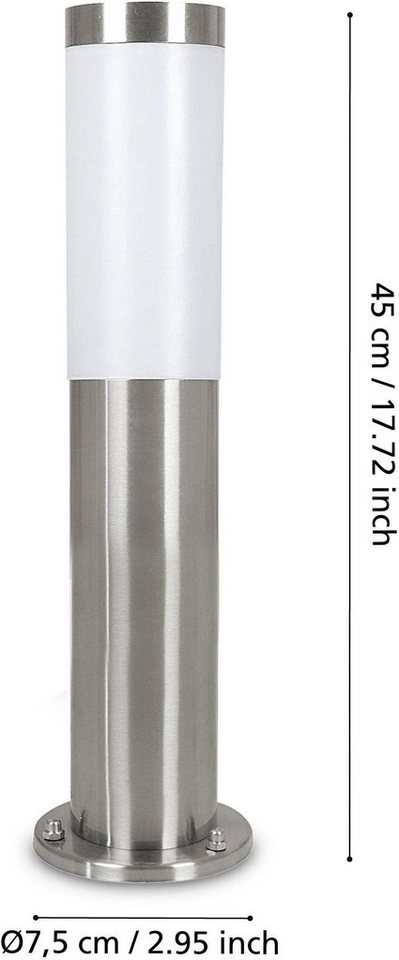 EGLO Stehlampe Helsinki Stehlampe, Außenleuchte, silber, weiß, E27, IP44, Lampe, ohne Leuchtmittel, Stehleuchte - H45 x Ø7,5 cm - edelstahl - 1X12W exkl. – Bild 5 von 5