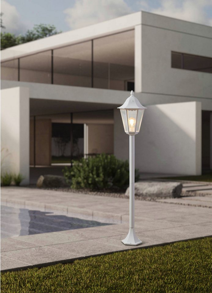 EGLO Stehlampe Navedo Außen-Stehlmape, Außenlampe, Aluguss und Glas, E27, IP44, Lampe, ohne Leuchtmittel, Stehleuchte - H120 x Ø23 cm - weiß - 1X60W exkl. – Bild 2 von 5
