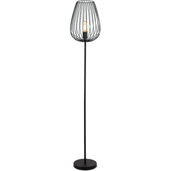 EGLO Stehlampe NEWTOWN Stehleuchte, schwarz, Stahl, E27, Schalter, ohne Leuchtmittel, Schlicht, Vintage, Retro, Wohnzimmer, Schlafzimmer, 159,5x27,5x23cm
