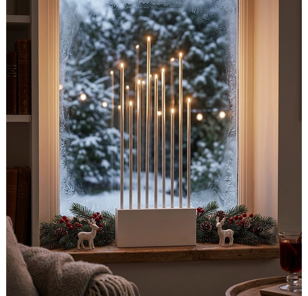 EGLO Tischleuchte, Leuchtmittel inklusive, Warmweiß, LED Kerzenständer Holz Weiß Weihnachten XMAS Fensterbank H 60 cm – Bild 3 von 5