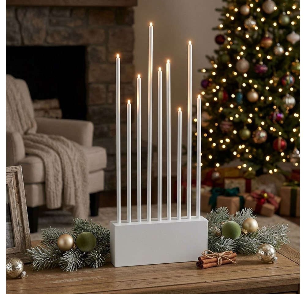 EGLO Tischleuchte, Leuchtmittel inklusive, Warmweiß, LED Kerzenständer Holz Weiß Weihnachten XMAS Fensterbank H 60 cm – Bild 4 von 5