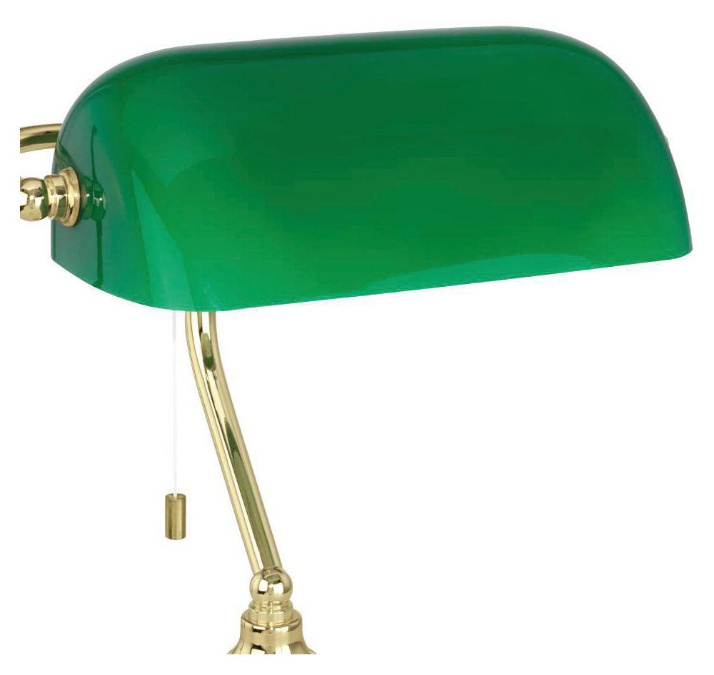 EGLO Tischleuchte BANKER, Ein-/Ausschalter, ohne Leuchtmittel, Lampe für Schreibtisch, in messing und grün, mit Zug-Schalter, E27 – Bild 5 von 5