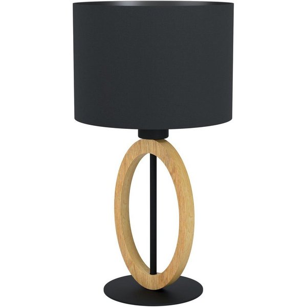 EGLO Tischleuchte BASILDON 1 Tischlampe, Stahl, Holz und Textil, Nachttischlampe, Lampe, Ein-/Ausschalter, ohne Leuchtmittel, Leuchtmittel wechselbar, Tischleuc