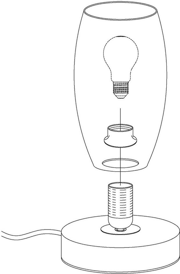 EGLO Tischleuchte BATISTA 3, Ein-/Ausschalter, ohne Leuchtmittel, Leuchtmittel wechselbar, Für Tisch, Sideboard oder Kommode, aus Stahl und handgemachtem Glas – Bild 5 von 5