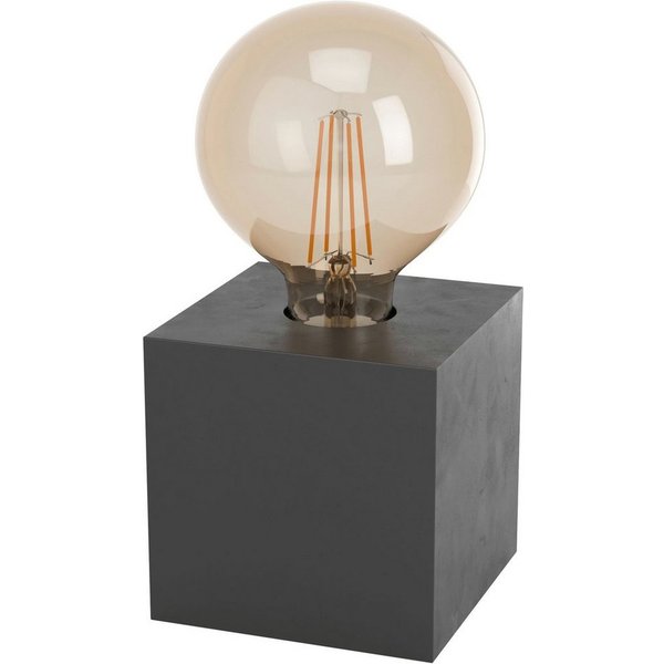EGLO Tischleuchte PRESTWICK 2, ohne Leuchtmittel, Leuchtmittel wechselbar, Nachttischlampe, Deko, wohnlich, Schalter am Kabel, 9,5x9,5x9,5 cm