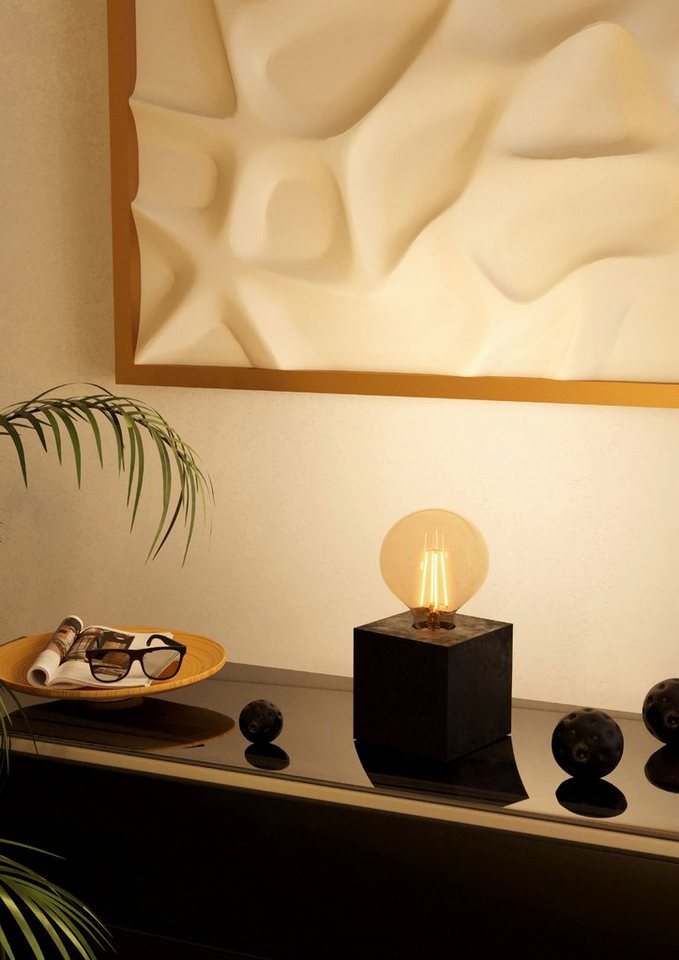 EGLO Tischleuchte PRESTWICK 2, ohne Leuchtmittel, Leuchtmittel wechselbar, Nachttischlampe, Deko, wohnlich, Schalter am Kabel, 9,5x9,5x9,5 cm – Bild 2 von 4