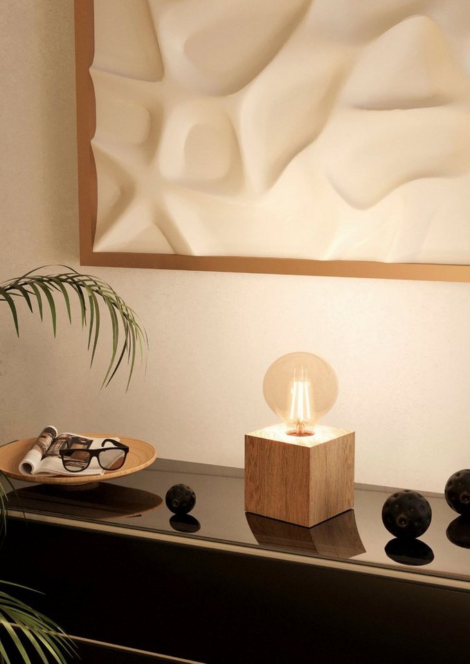 EGLO Tischleuchte PRESTWICK 2, ohne Leuchtmittel, Leuchtmittel wechselbar, Nachttischlampe, Deko, wohnlich, Schalter am Kabel, 9,5x9,5x9,5 cm – Bild 2 von 5