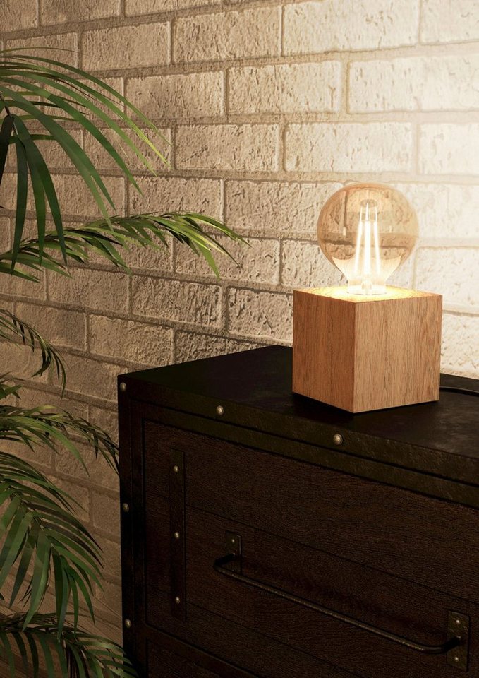 EGLO Tischleuchte PRESTWICK 2, ohne Leuchtmittel, Leuchtmittel wechselbar, Nachttischlampe, Deko, wohnlich, Schalter am Kabel, 9,5x9,5x9,5 cm – Bild 3 von 5