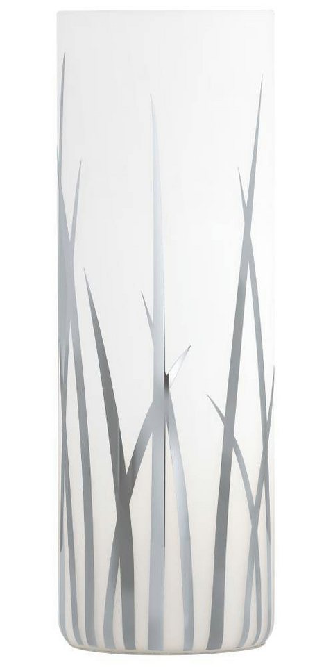 EGLO Tischleuchte RIVATO Tischlampe, Nachttischlampe, Glas mit Dekor, weiß, chrom, E27, ohne Leuchtmittel, Leuchtmittel wechselbar, Gräser-Dekor, elegant, moder – Bild 3 von 5