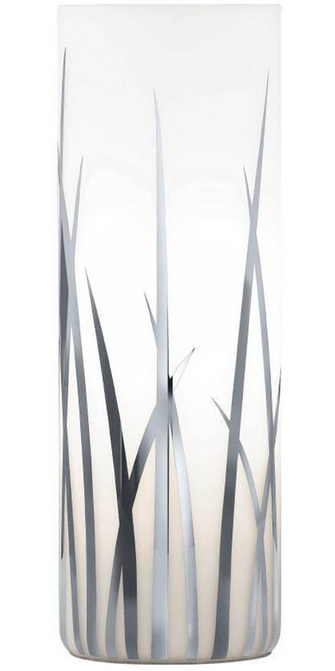 EGLO Tischleuchte RIVATO Tischlampe, Nachttischlampe, Glas mit Dekor, weiß, chrom, E27, ohne Leuchtmittel, Leuchtmittel wechselbar, Gräser-Dekor, elegant, moder – Bild 4 von 5