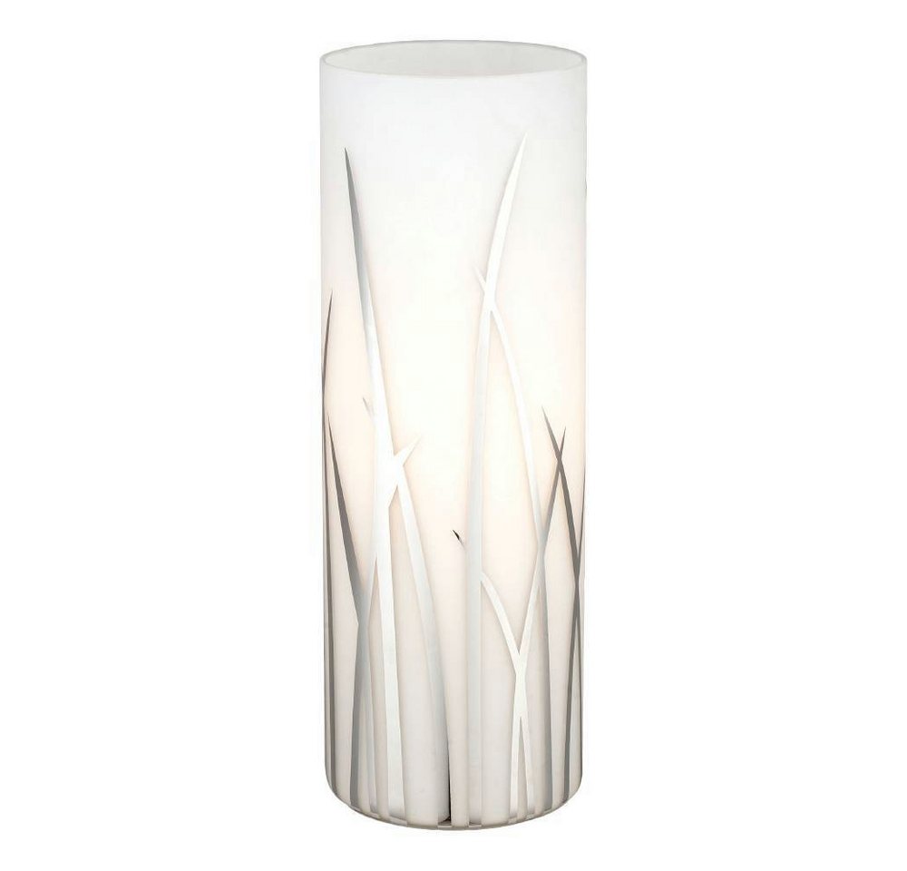 EGLO Tischleuchte RIVATO Tischlampe, Nachttischlampe, Glas mit Dekor, weiß, chrom, E27, ohne Leuchtmittel, Leuchtmittel wechselbar, Gräser-Dekor, elegant, moder – Bild 5 von 5
