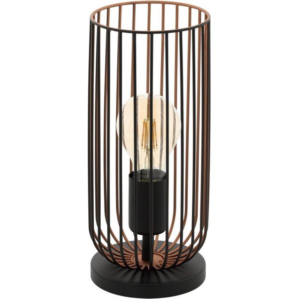 EGLO Tischleuchte ROCCAMENA Tischlampe, Nachttischlampe, schwarz, kuper, Stahl, E27, ohne Leuchtmittel, Draht, Wohnzimmer, Schlafzimmer, Büro, Deko, Industrial,