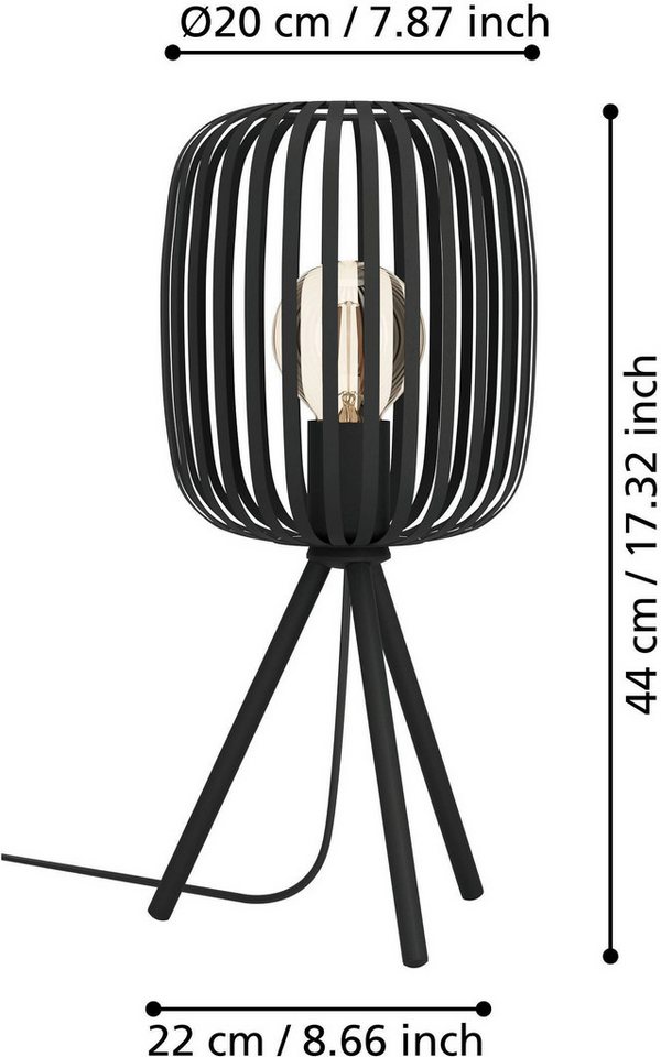 EGLO Tischleuchte Tischleuchte ROMAZZINA, exkl. E27, Stahl, Tischlampe, Ein-/Ausschalter, ohne Leuchtmittel, Stativ Nachtischlampe, 20x 20x43,5cm, Dreibein, Dek – Bild 3 von 3