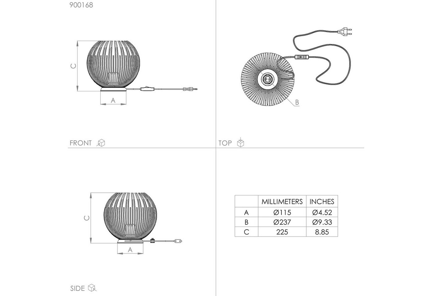 EGLO Tischleuchte VENEZUELA Tischlampe, Stahl, E27, IP20, Wohnzimmerlampe, Retro, Lampe, Ein-/Ausschalter, ohne Leuchtmittel, Leuchtmittel wechselbar, Tischleuc – Bild 5 von 5