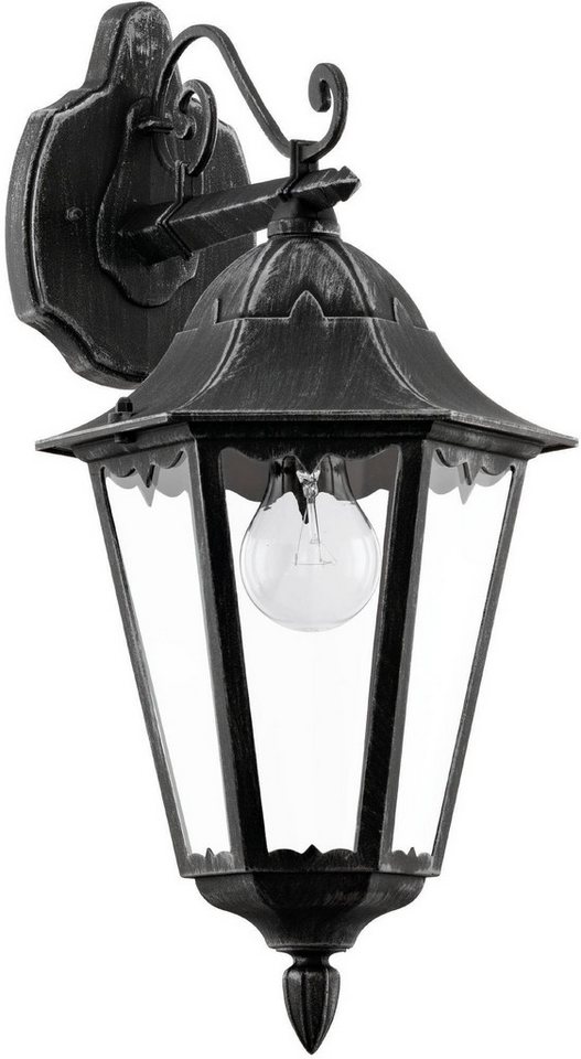 EGLO Wandleuchte Navedo Außen-Wandlampe, Wandlampe aus Aluguss und Glas, E27, IP44, ohne Leuchtmittel, Wand-/Deckenleuchte - L20 x H47,5 x AL28,5 cm - schwarz,  – Bild 3 von 5