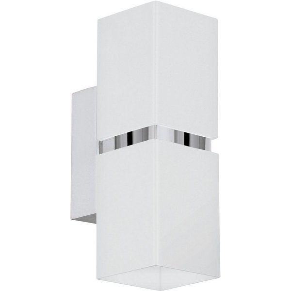 EGLO Wandleuchte PASSA, LED wechselbar, Warmweiß, Wand-/Deckenleuchte, L5,5 x H17 x AL8,5 cm, chrom, weiß