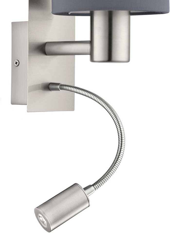 EGLO Wandleuchte PASTERI, Ein-/Ausschalter, Lesearm, LED fest integriert, ohne Leuchtmittel, Warmweiß, Wandlampe, Spot, Metall und Textil, E27 – Bild 2 von 5