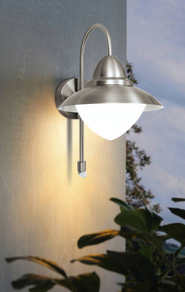 EGLO Wandleuchte Sidney Wandlampe, Außenlampe, Außenleuchte, E27, IP44, Garten Lampe, Bewegungsmelder, ohne Leuchtmittel, Wand-/Deckenleuchte - H37,5 x Ø27 x AL – Bild 2 von 5